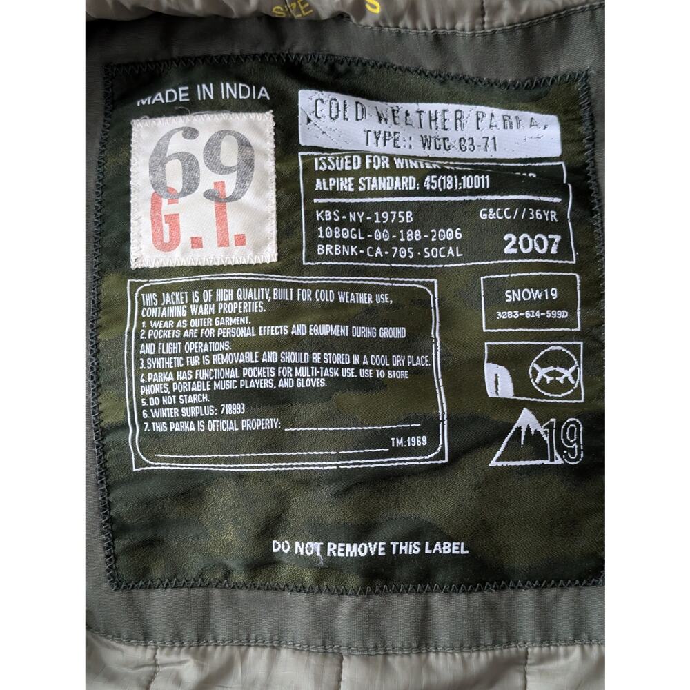 Gap 69 G.I. Military Cold Weather Parka | Olive Drab | Size Small - Picture 6 of 13